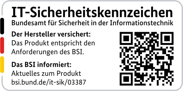 IT-Sicherheitskennzeichen des BSI IP Kamera IN-8401 2K+