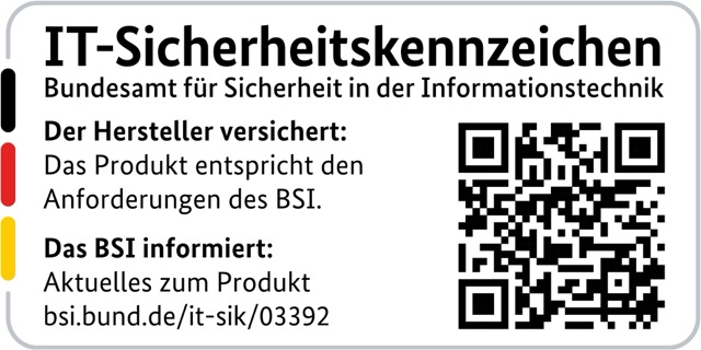 IT-Sicherheitskennzeichen des BSI für steuerbare Überwachungskamera IN-9420 2K+