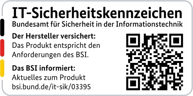 IT-Sicherheitskennzeichen des BSI für PTZ Außenkamera IN-9820 4K